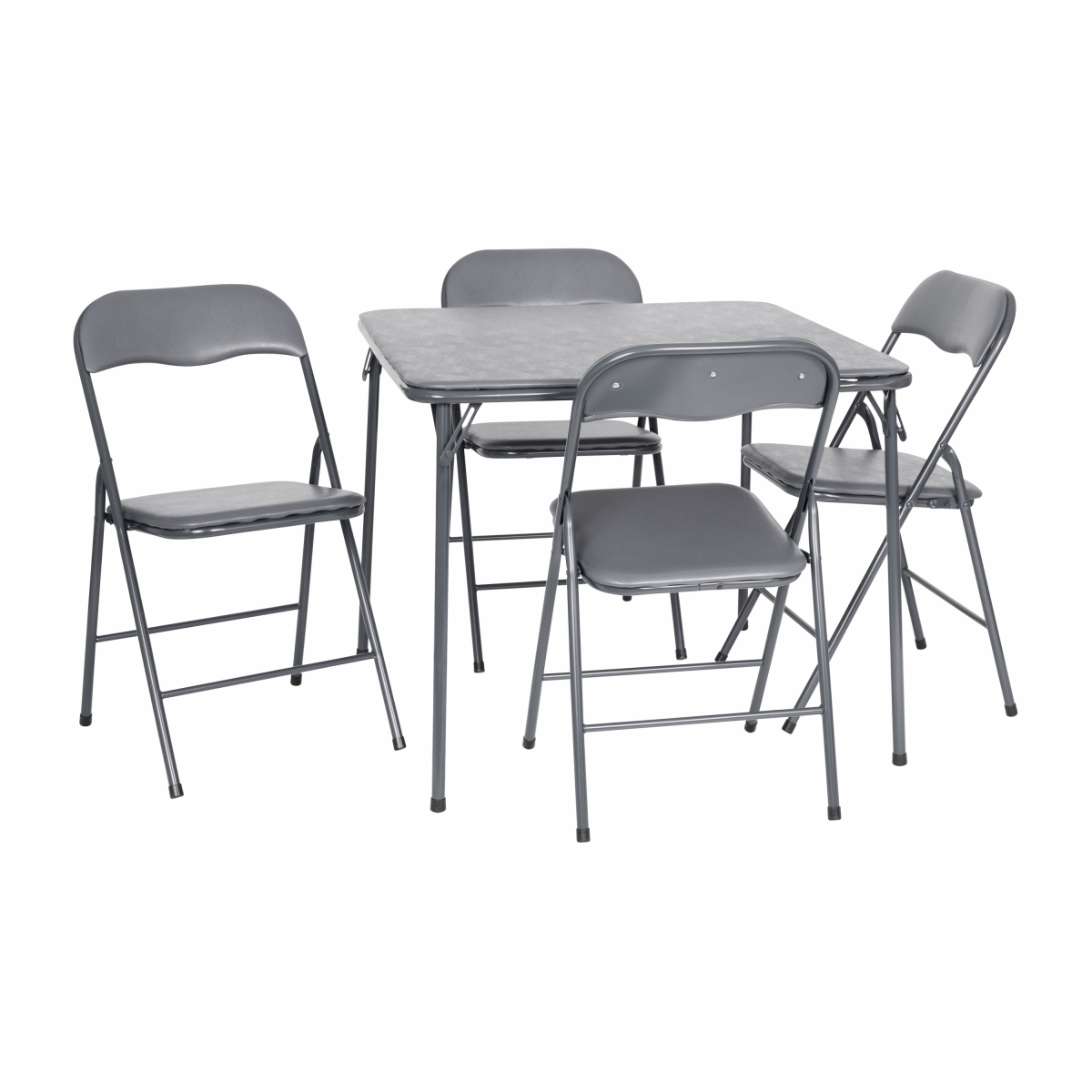 JB-1-GY-GG Folding Card Table & Chair Set, Gray - 5 Piece -  Flash Furniture