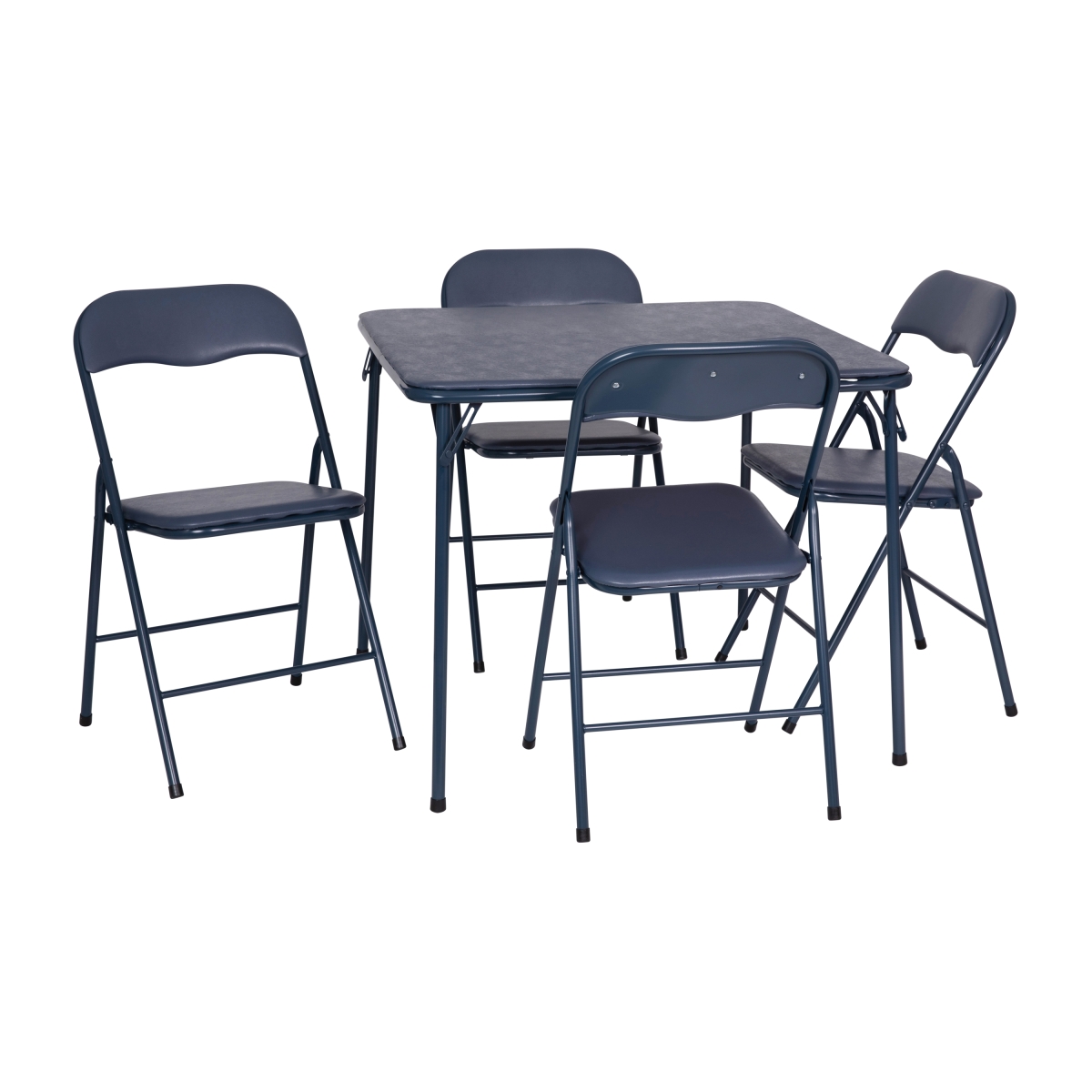 JB-1-NV-GG Folding Card Table & Chair Set, Navy - 5 Piece -  Flash Furniture