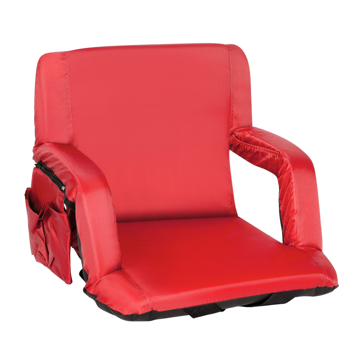 Picture of Flash Furniture FV-FA090-RD-GG Portable Lightweight Reclining Stadium Chair with Armrests&#44; Padded Back & Seat with Dual Storage Pockets & Backpack Straps&#44; Red