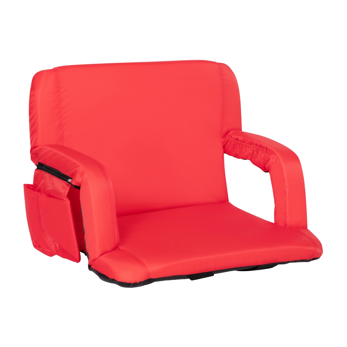 Picture of Flash Furniture FV-FA090L-RD-GG Extra Wide Lightweight Reclining Stadium Chair with Armrests&#44; Padded Back & Seat with Dual Storage Pockets & Backpack Straps&#44; Red