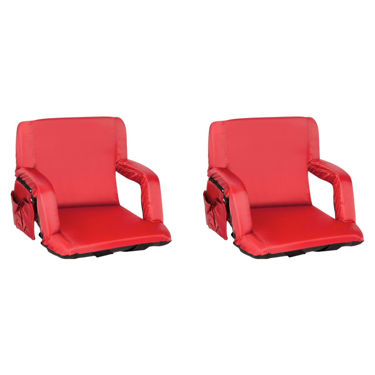 Picture of Flash Furniture FV-FA090-RD-2-GG Portable Lightweight Reclining Stadium Chairs with Armrests&#44; Padded Back & Seat - Storage Pockets & Backpack Straps&#44; Red - Set of 2