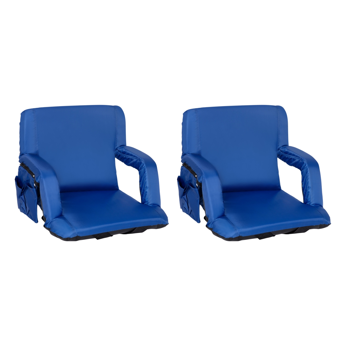 Picture of Flash Furniture FV-FA090-BL-2-GG Portable Lightweight Reclining Stadium Chairs with Armrests&#44; Padded Back & Seat - Storage Pockets & Backpack Straps&#44; Blue - Set of 2