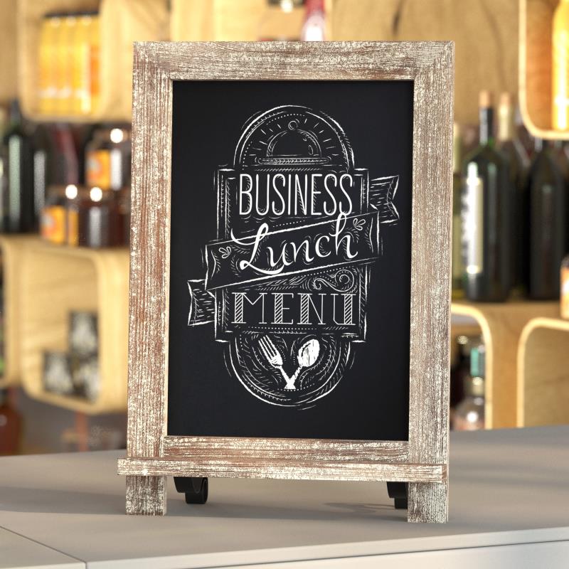 Picture of Flash Furniture HFKHD-GDI-CRE8-322315-GG 9.5 x 14 in. Weathered Rustic Blue Tabletop Magnetic Chalkboard Sign with Metal Scrolled Legs&#44; Hanging Wall Chalkboard & Countertop Memo Board