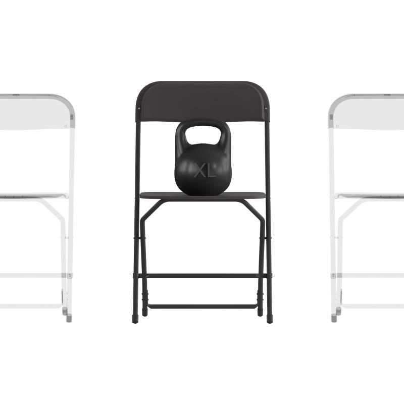 Picture of Flash Furniture 4-LE-L-3-W-BK-GG 650 lbs Hercules Big & Tall Commercial Folding Chair with Extra Wide Capacity & Durable Plastic&#44; Black - Pack of 4