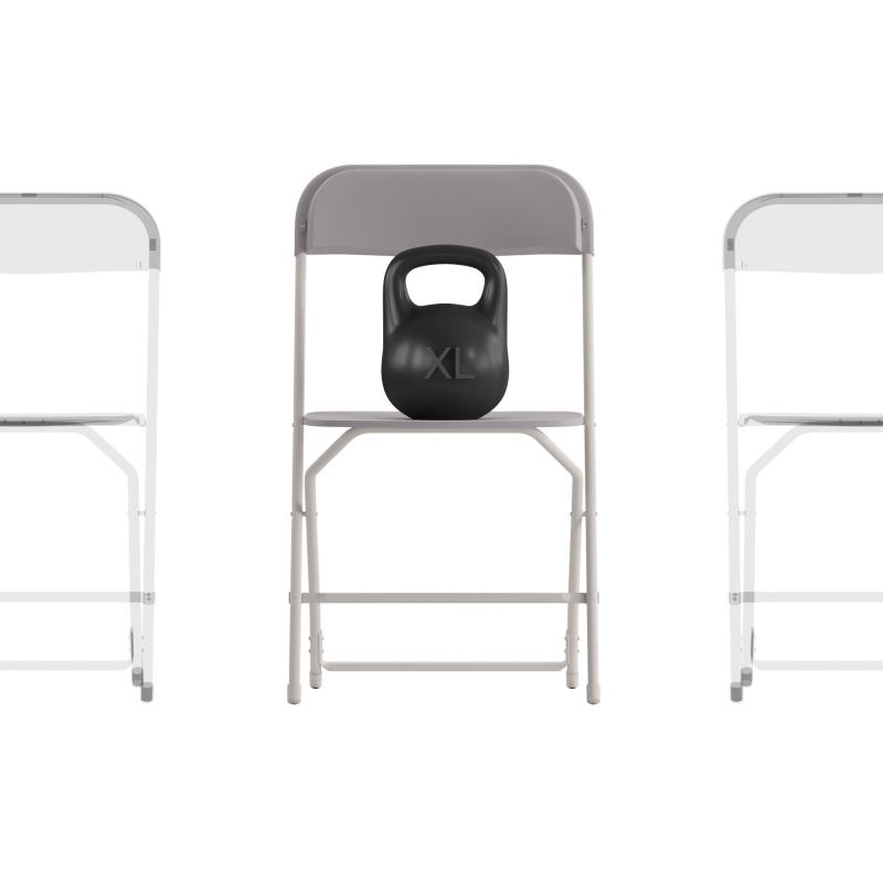 Picture of Flash Furniture 4-LE-L-3-W-GY-GG 650 lbs Hercules Big & Tall Commercial Folding Chair with Extra Wide Capacity & Durable Plastic&#44; Gray - Pack of 4