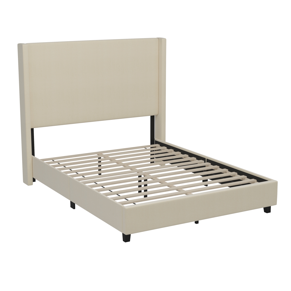 Quinn Queen Upholstered Platform Bed - Beige - Queen - Durable Design