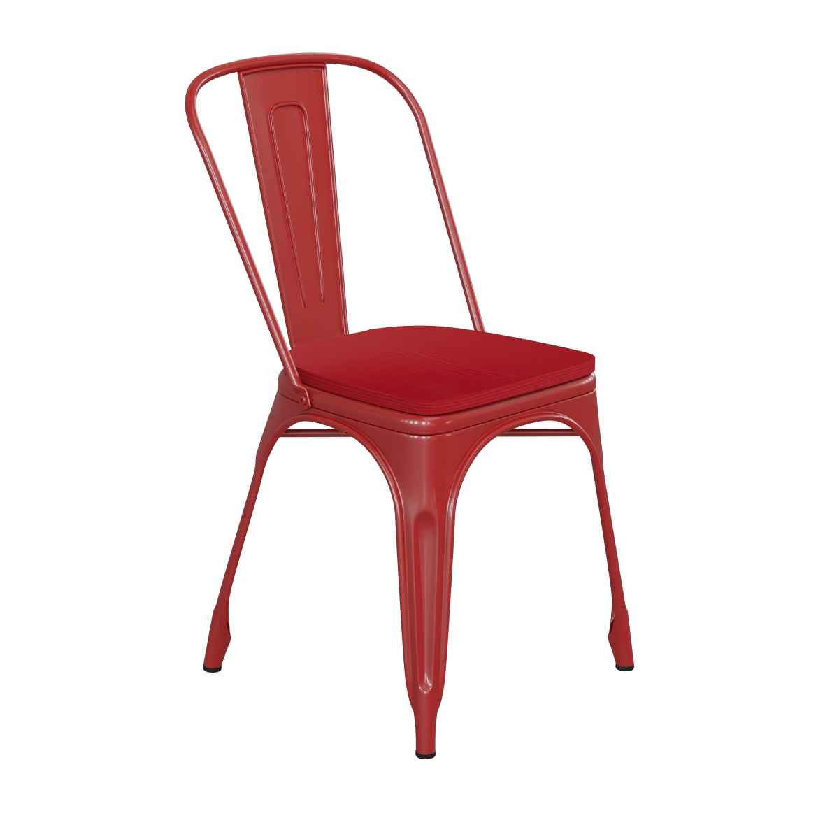 Picture of Flash Furniture CH-31230-RED-PL1R-GG Perry Commercial Grade Metal Indoor-Outdoor Stackable Chair with Red Poly Resin Wood Seat, Red