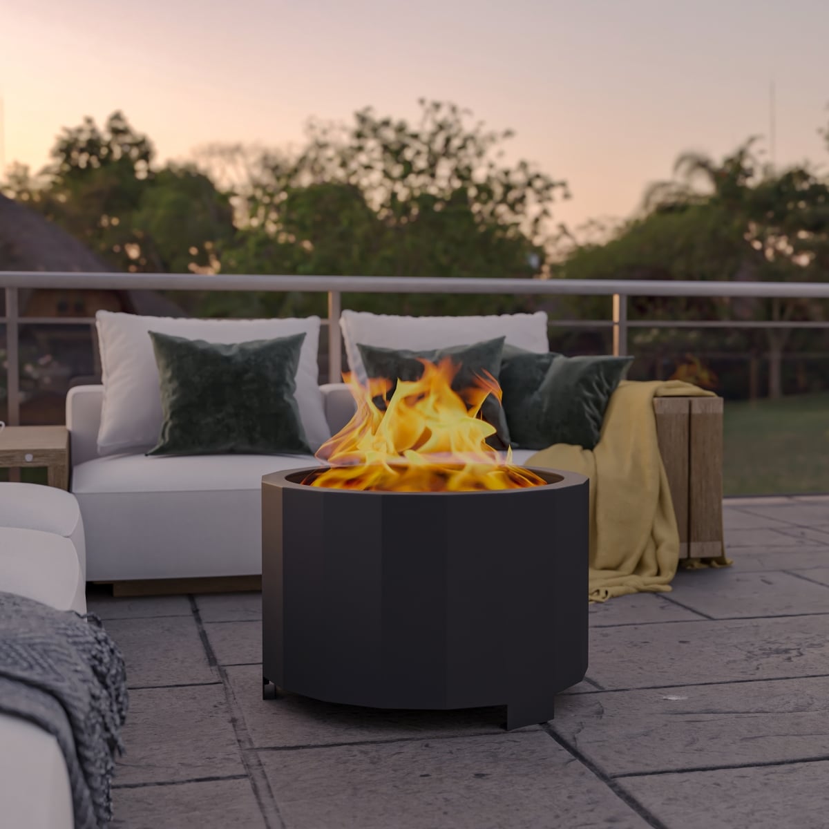 Smokeless Outdoor Fire Pit - Black - 27 in. - Portable Design