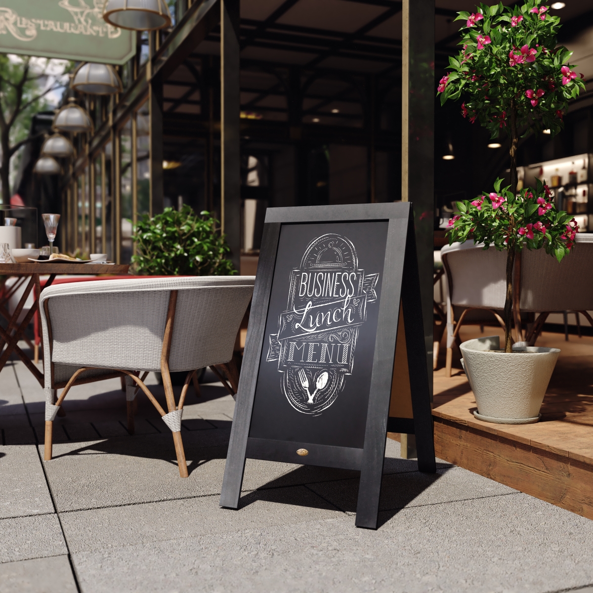 HGWA-GDIS-CRE8-052315-GG 40 x 20 in. Canterbury Wooden Indoor & Outdoor A-Frame Magnetic Chalkboard Sign Set, Black