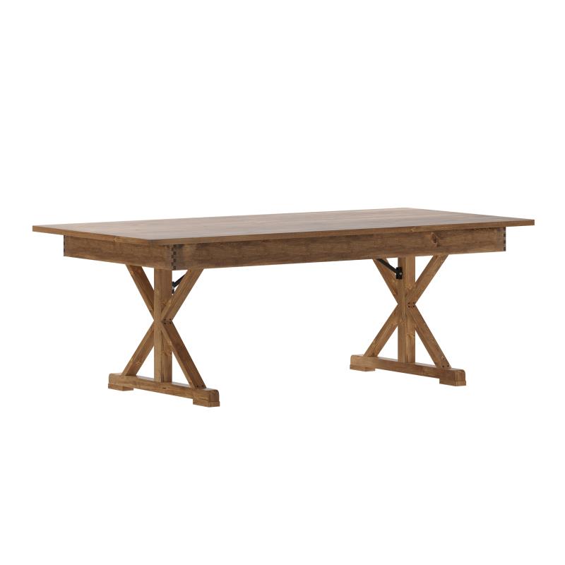 Picture of Flash Furniture XA-F-84X40-XLEGS-GG 7 ft. x 40 in. Hercules Rectangular Antique Rustic Solid Pine Folding Farm Table with X Legs