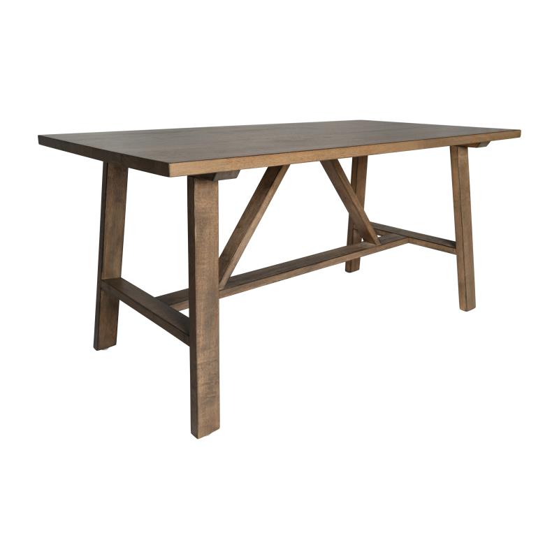 LFS-2013-RSTBRN-GG Eli Solid Wood Farmhouse Coffee Table, Trestle Style Accent Table in Rustic Brown