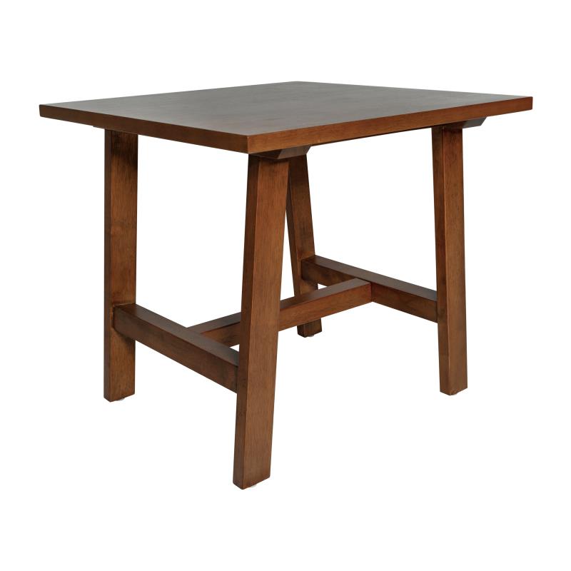 LFS-4005-WAL-GG Eli Solid Wood Farmhouse End Table, Trestle Style Accent Table in Walnut