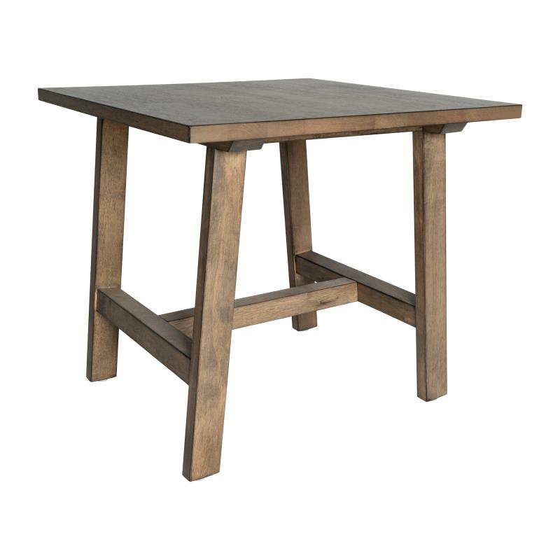 LFS-4005-RSTBRN-GG Eli Solid Wood Farmhouse End Table, Trestle Style Accent Table in Rustic Brown