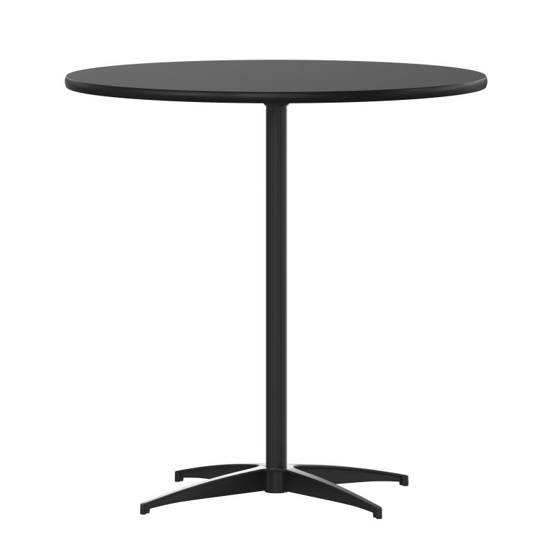 Picture of Flash Furniture XA-30-COTA-BK-GG 30 in. Lars Round Wood Cocktail Table with 30 & 42 in. Columns&#44; Black