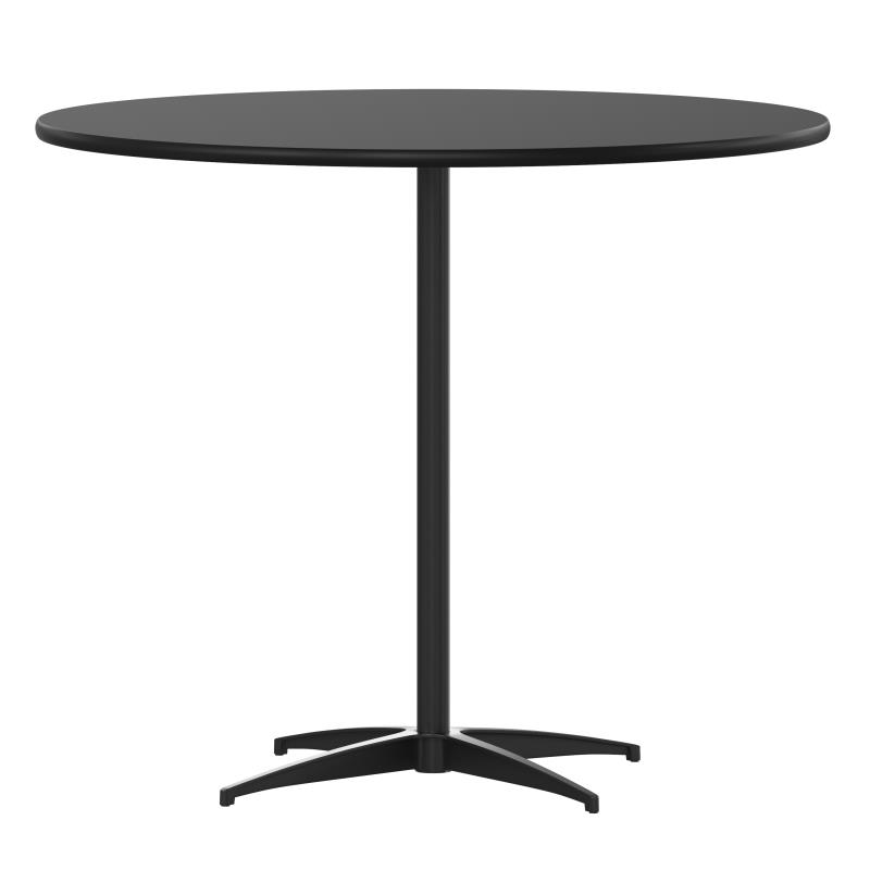 Picture of Flash Furniture XA-36-COTA-BK-GG 36 in. Lars Round Wood Cocktail Table with 30 & 42 in. Columns&#44; Black