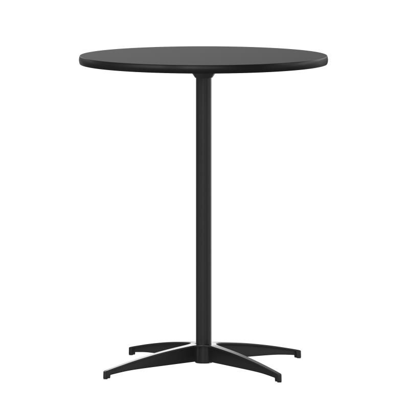 Picture of Flash Furniture XA-24-COTA-BK-GG 24 in. Lars Round Wood Cocktail Table with 30 & 42 in. Columns&#44; Black