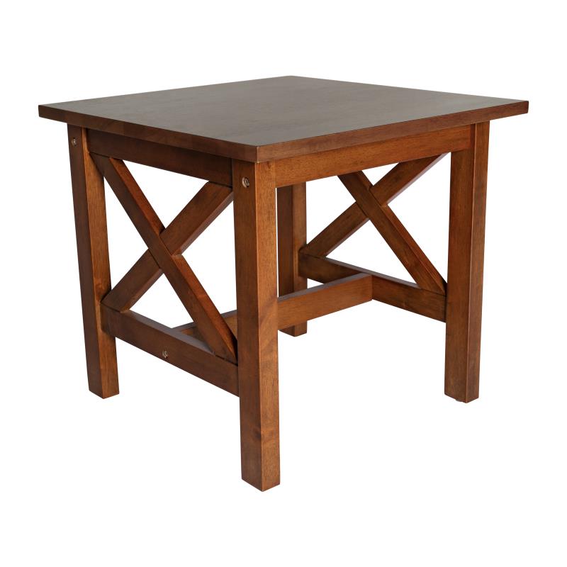 LFS-4002-WAL-GG Jasper Farmhouse Style Solid Wood End Table with Traditional X-Frame Design in Walnut
