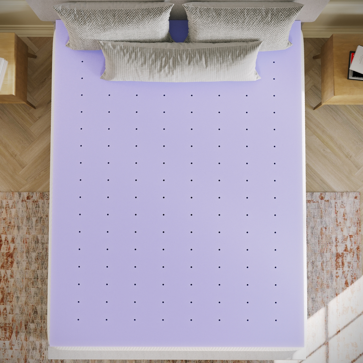 3 in. Capri Comfortable Sleep Lavender Infused Queen Size Memory Foam Mattress Topper with Ventilated Design & CertiPUR-US Certified