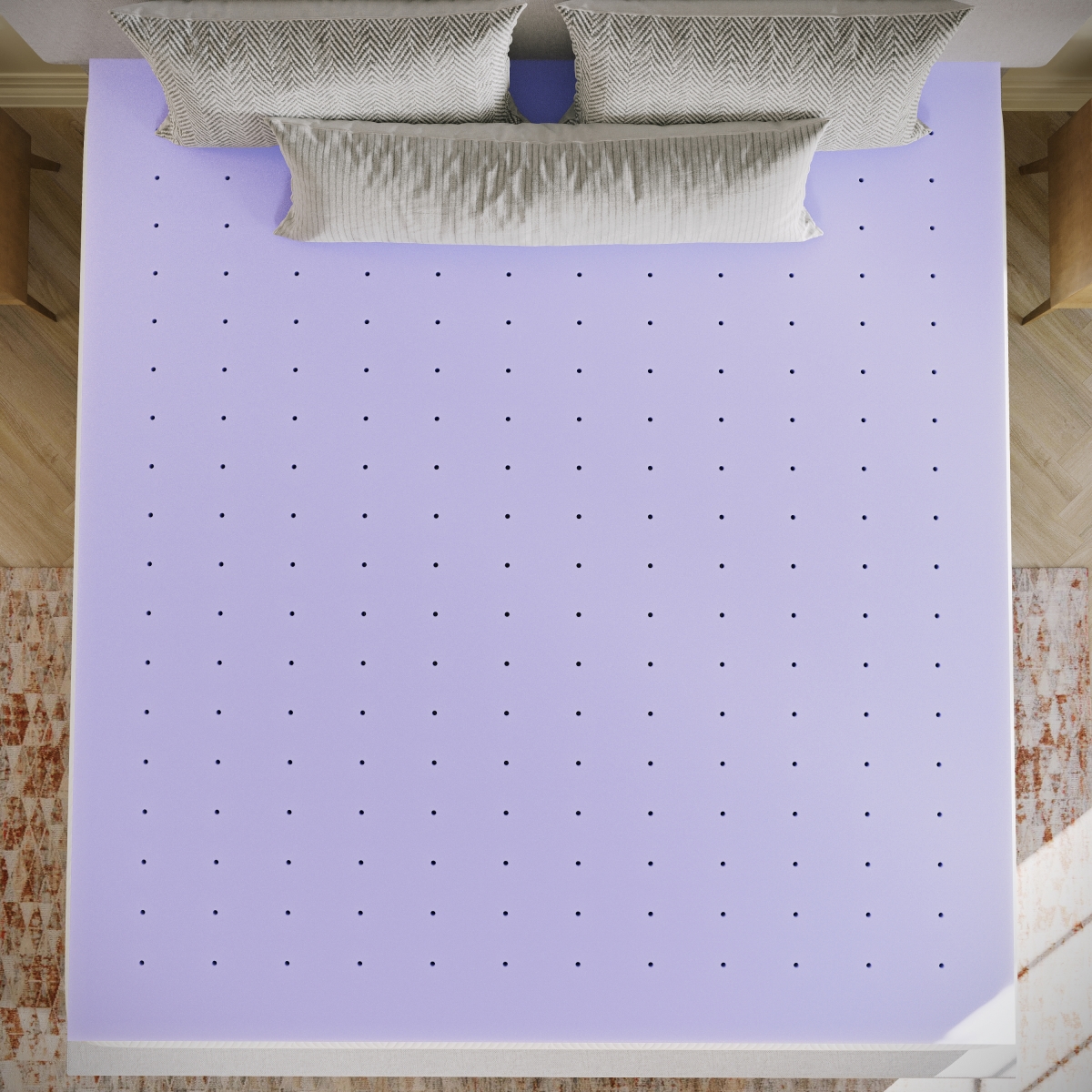 HLC-LAV-KING-3-GG 3 in. Capri Comfortable Sleep Lavender Infused King Size Memory Foam Mattress Topper with Ventilated Design & CertiPUR-US Certified
