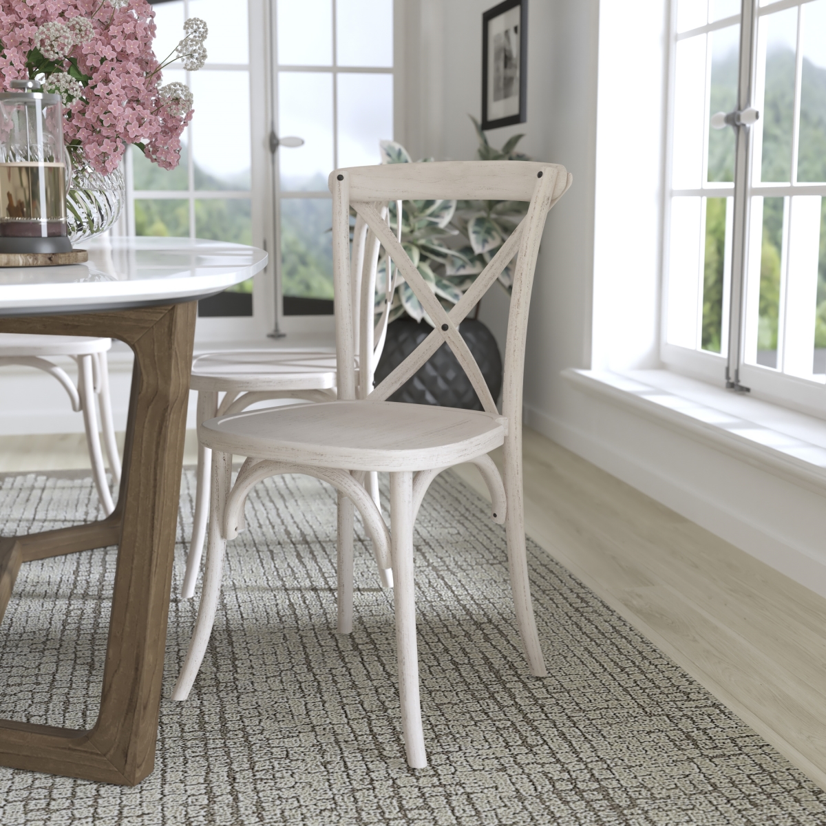 RESXB-WHITE-2 Advantage White Resin X-Back Chair - Pack of 2