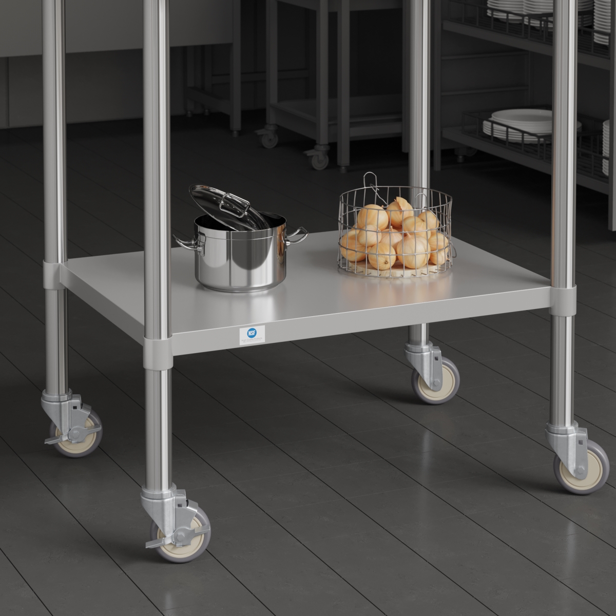NH-W01-GG Summit Commercial Grade Heavy Duty Kitchen Casters with 2 Swivel & 2 Locking - Black - Set of 4