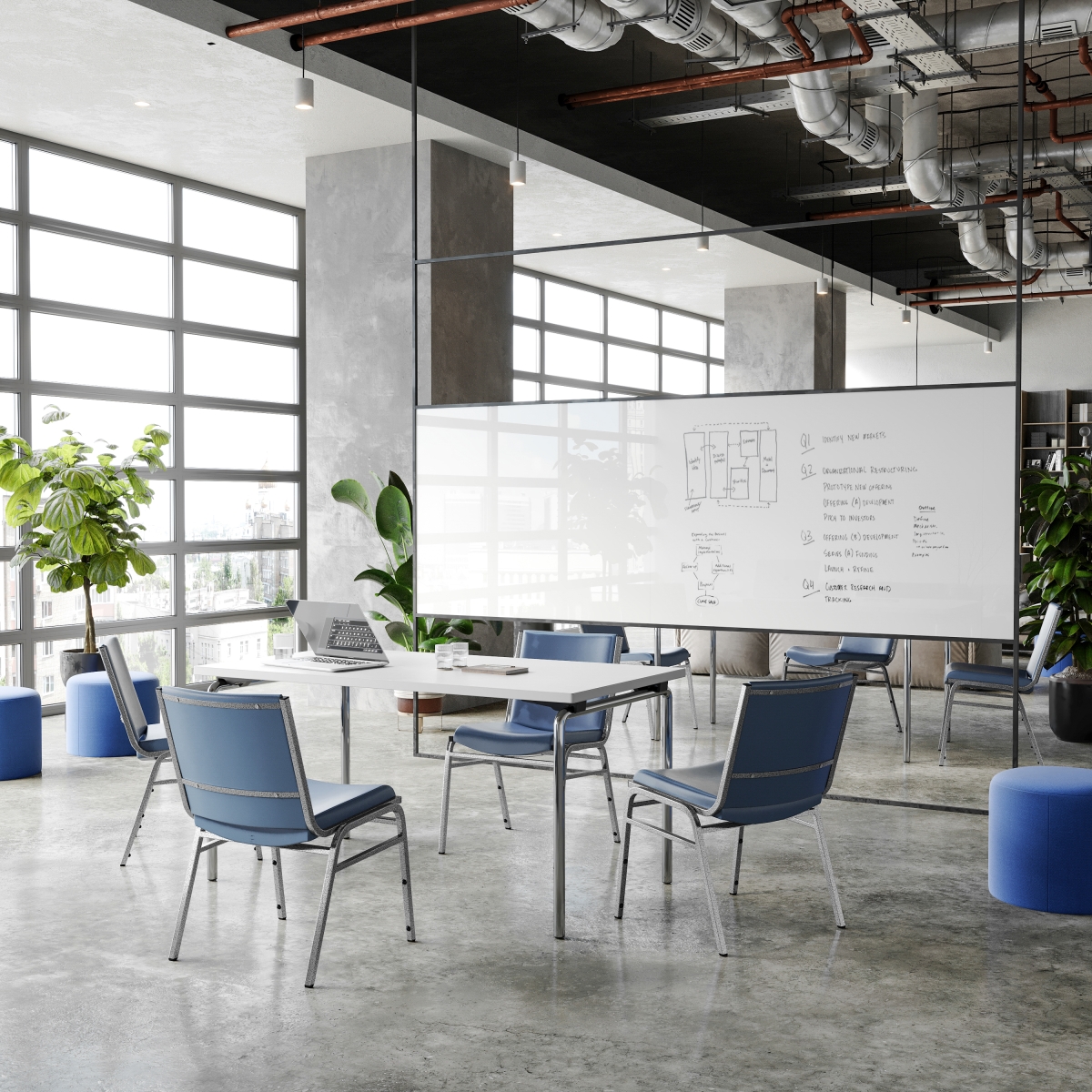 Flash Furniture HERCULES Vinyl Stacking Chair, Navy (XU60153NVYVYL), Navy Blue | Quill