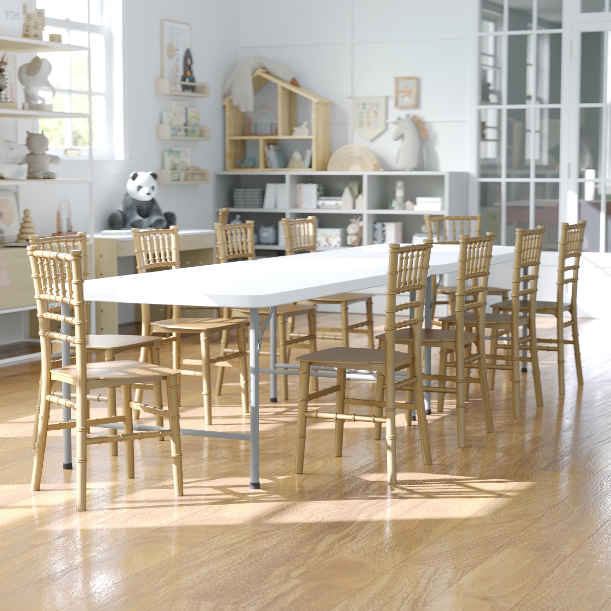 Flash Furniture - HERCULES Child Size Chiavari Chair – Durable Resin Kids Chair for Weddings, Parties & Everyday Use - Gold