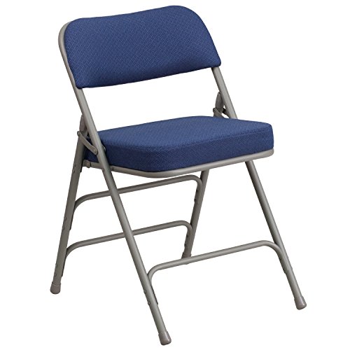 Picture of Flash Furniture AW-MC320AF-NVY-GG Double Hinged Navy Fabric Upholstered Metal Folding Chair