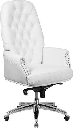 Picture of Flash Furniture BT-90269H-WH-GG High Back Traditional Tufted Leather Multifunction Executive Swivel Chair with Arms&#44; White