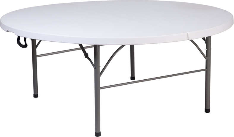 Picture of Flash Furniture RB-183RFH-GG 71in. Round Bi-Fold Granite Plastic Folding Table, White