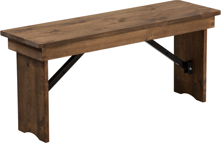 Picture of Flash Furniture XA-B-40X12-GG 40 x 12 in. Hercules Series Antique Rustic Solid Pine Folding Farm Bench