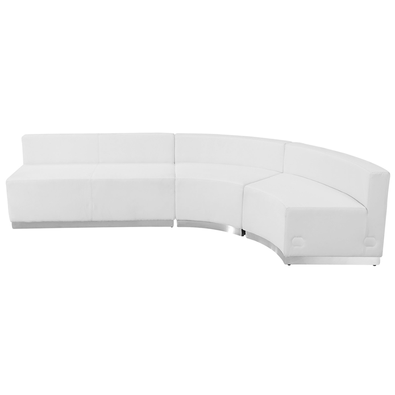 Flash Furniture ZB-803-750-SET-WH-GG 3 Piece Modular Reception Sofa Set - LeatherSoft Upholstery, White