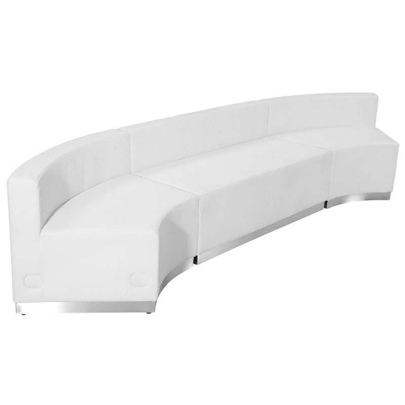 Flash Furniture ZB-803-770-SET-WH-GG 3 Piece Modular Reception Sofa Set - LeatherSoft Upholstery, White