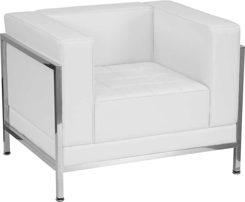 Picture of Flash Furniture ZB-IMAG-CHAIR-WH-GG Hercules Imagination Series Contemporary Melrose White Leather Chair with Encasing Frame