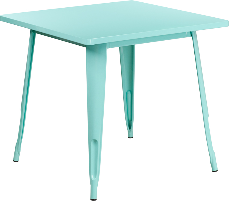 31.5 in. Square Mint Green Metal Indoor & Outdoor Table