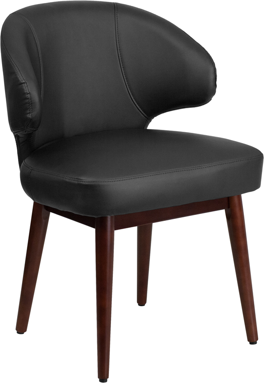 Picture of Flash Furniture BT-1-BK-GG Comfort Back Series Black Leather Side Reception Chair with Walnut Legs