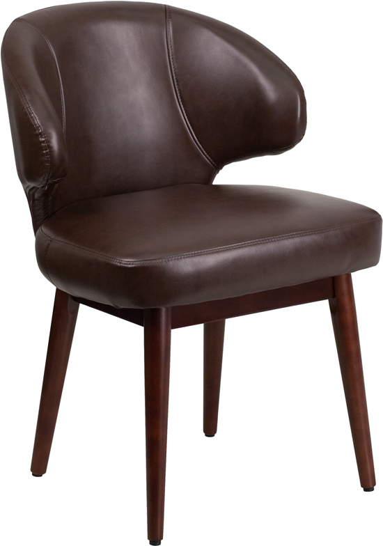Picture of Flash Furniture BT-4-BN-GG Comfort Back Series Brown Leather Side Reception Chair with Walnut Legs
