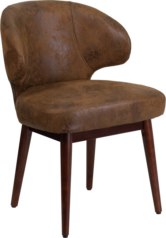 Picture of Flash Furniture BT-5-BOM-GG Comfort Back Series Bomber Jacket Microfiber Side Reception Chair with Walnut Legs