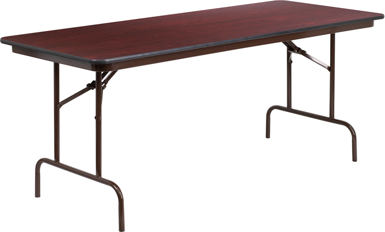 Picture of Flash Furniture YT-3072-MEL-WAL-GG 30 x 72 in. Rectangular Mahogany Melamine Laminate Folding Banquet Table