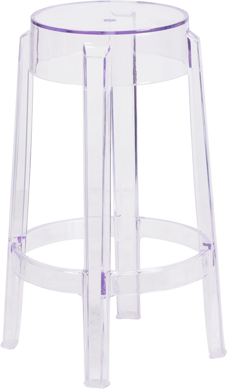 Transparent Counter Height Stool - Clear - 25.75 in. - Stackable - Lightweight Design