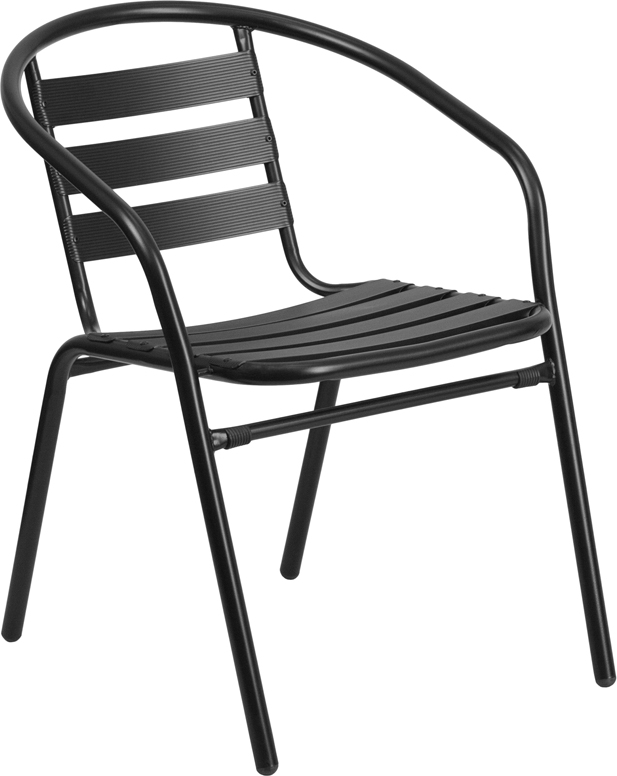 Black Metal Stack Chair - Black - Lightweight - Commercial Grade