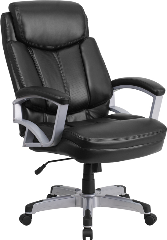 Picture of Flash Furniture GO-1850-1-LEA-GG Hercules Series Big & Tall 500 lbs Rated Black Leather Executive Swivel Chair with Arms