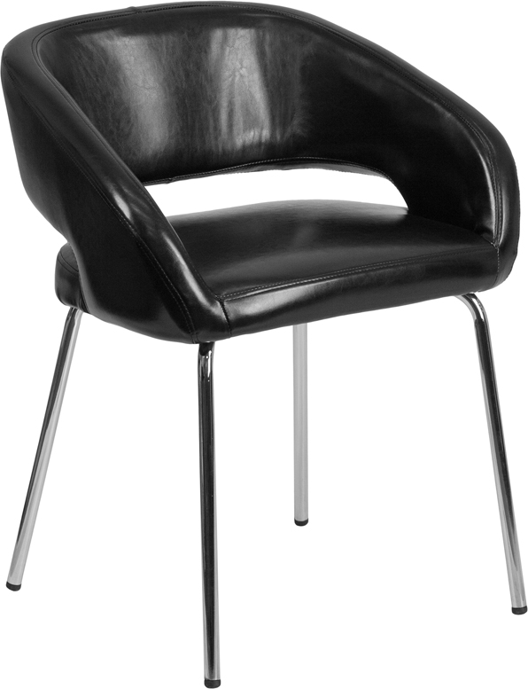 Picture of Flash Furniture CH-162731-BK-GG Fusion Series Contemporary Black Leather Side Reception Chair