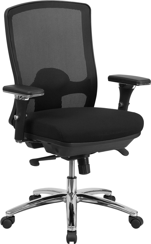 Picture of Flash Furniture LQ-2-BK-GG Hercules Series 24 by 7 Intensive Use Big & Tall 350 lbs Rated Black Mesh Multifunction Swivel Chair with Synchro-Tilt