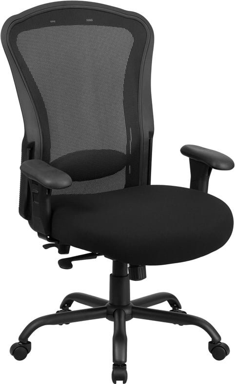 LQ-3-BK-GG Hercules Series 24 by 7 Intensive Use Big & Tall 400 lbs Rated Black Mesh Multifunction Swivel Chair with Synchro-Tilt -  Flash Furniture, LQ3BK