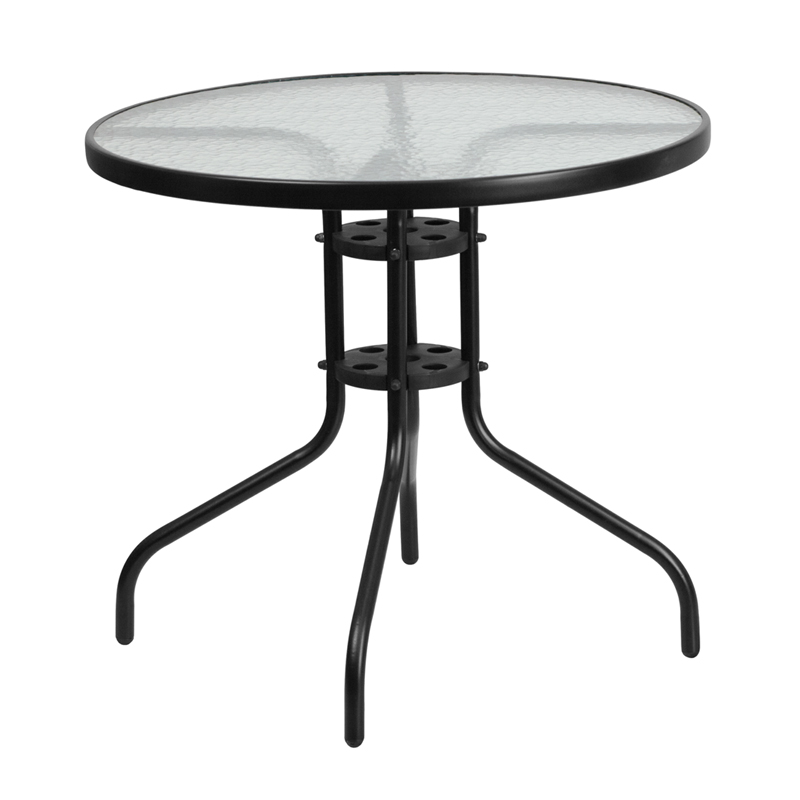 Picture of Flash Furniture TLH-070-2-GG 31.5 in. Round Tempered Glass Metal Table