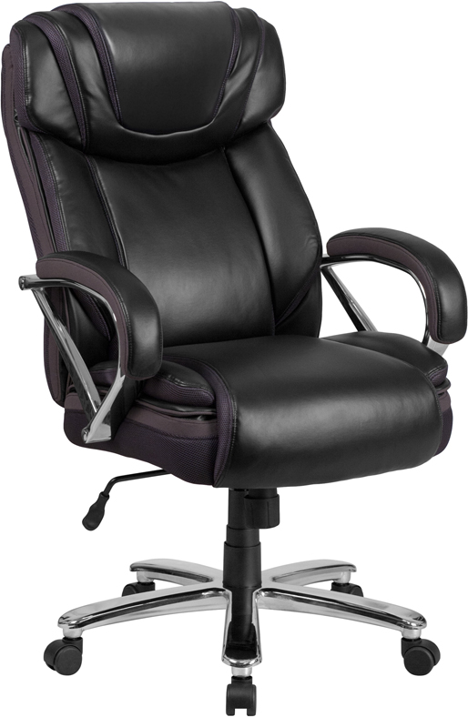 Picture of Flash Furniture GO-2092M-1-BK-GG Hercules Series Big & Tall 500 lbs Rated Black Leather Executive Swivel Chair with Extra Wide Seat