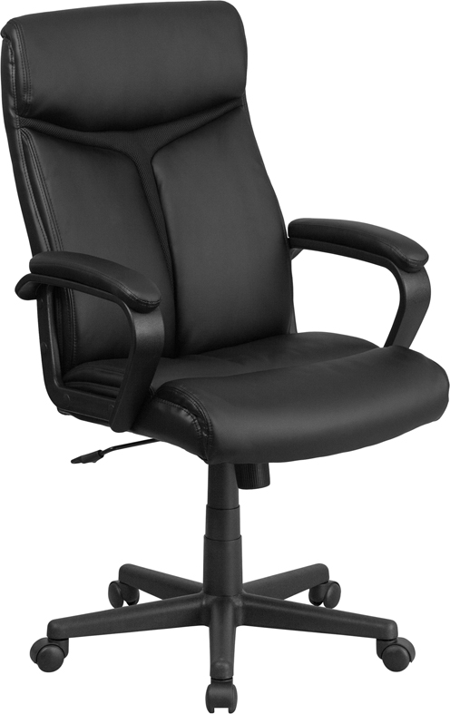 Picture of Flash Furniture GO-2196-1-GG High Back Black Leather Executive Swivel Chair with Arms