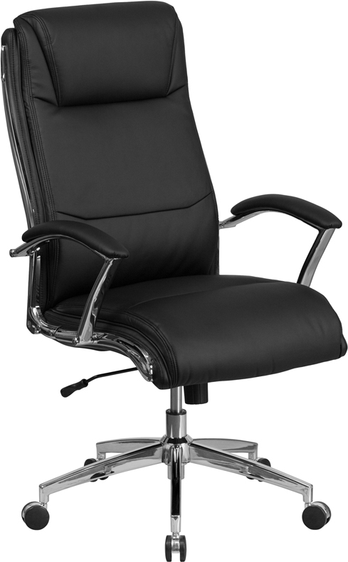 Picture of Flash Furniture GO-2192-BK-GG High Back Designer Black Leather Executive Swivel Chair with Chrome Base & Arms