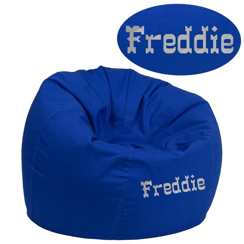 DG-BEAN-SMALL-SOLID-ROYBL-TXTEMB-GG Personalized Small Solid Royal Blue Kids Bean Bag Chair -  Flash Furniture